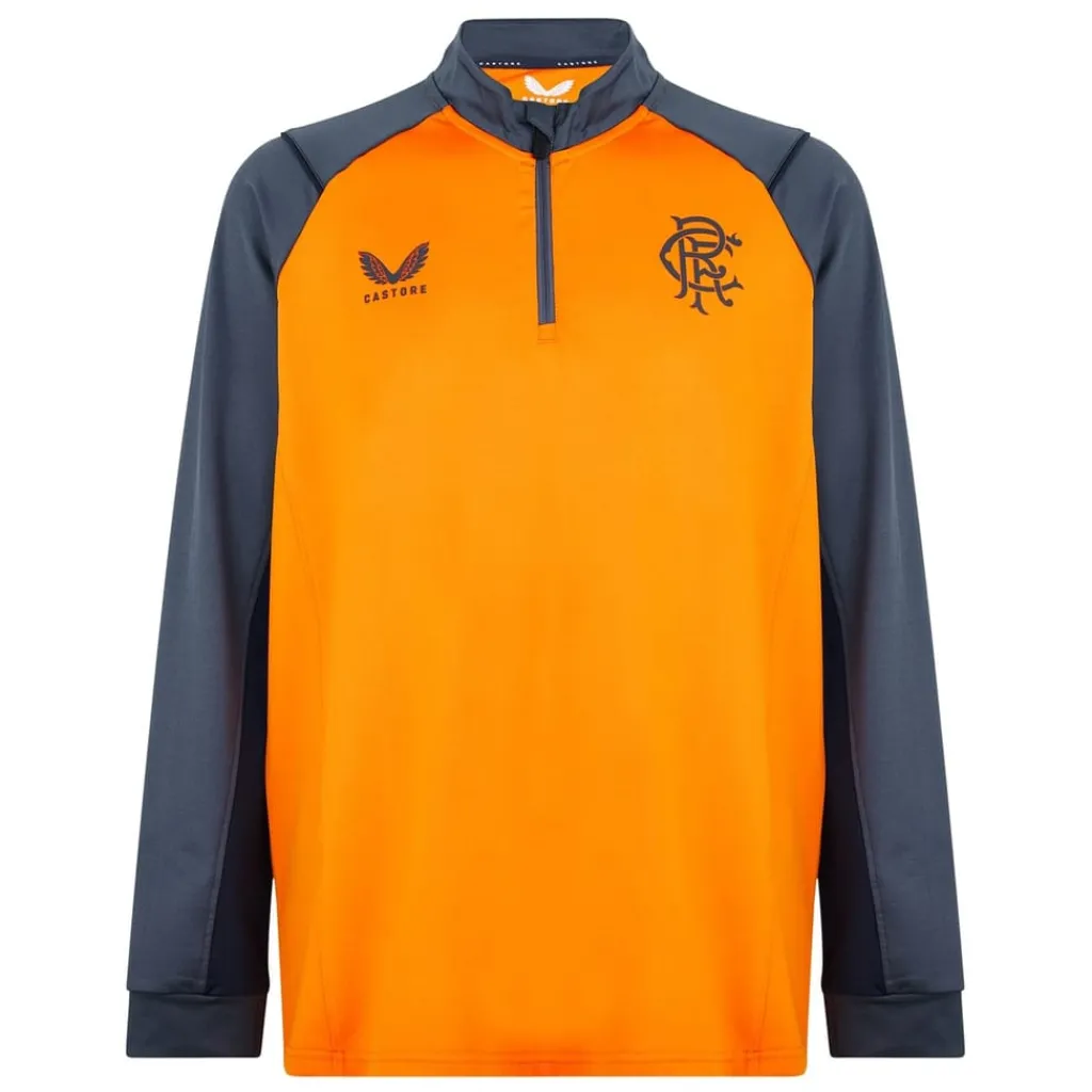 Fitness And Gym Tops*Castore Rangers Fc Zip Neck Regular Fit Sweatshirt in Orange