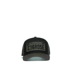 Caps-Hats*Christian Rose Plate Trucker Cap in Black