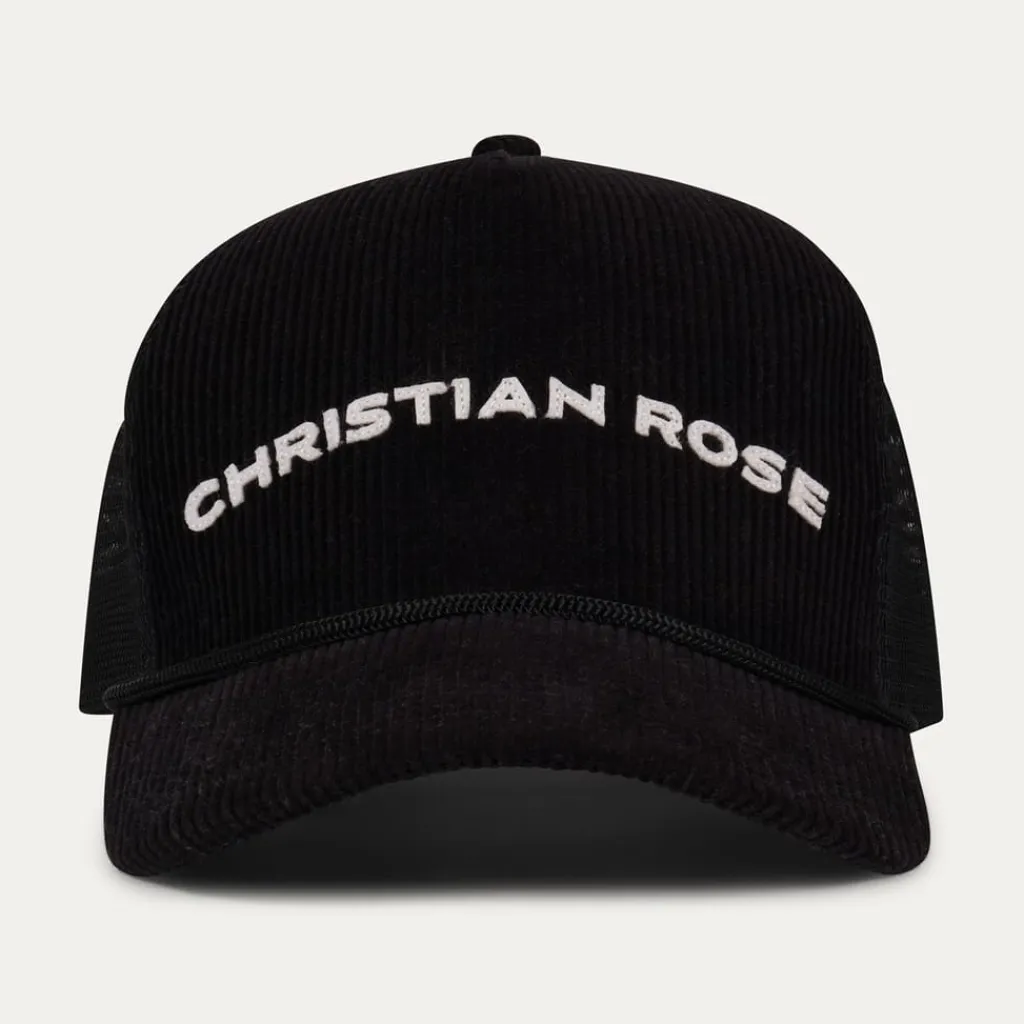 Caps-Hats*Christian Rose Trucker Cap in Black