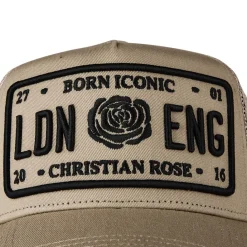 Caps-Hats*Christian Rose Trucker Cap in Beige