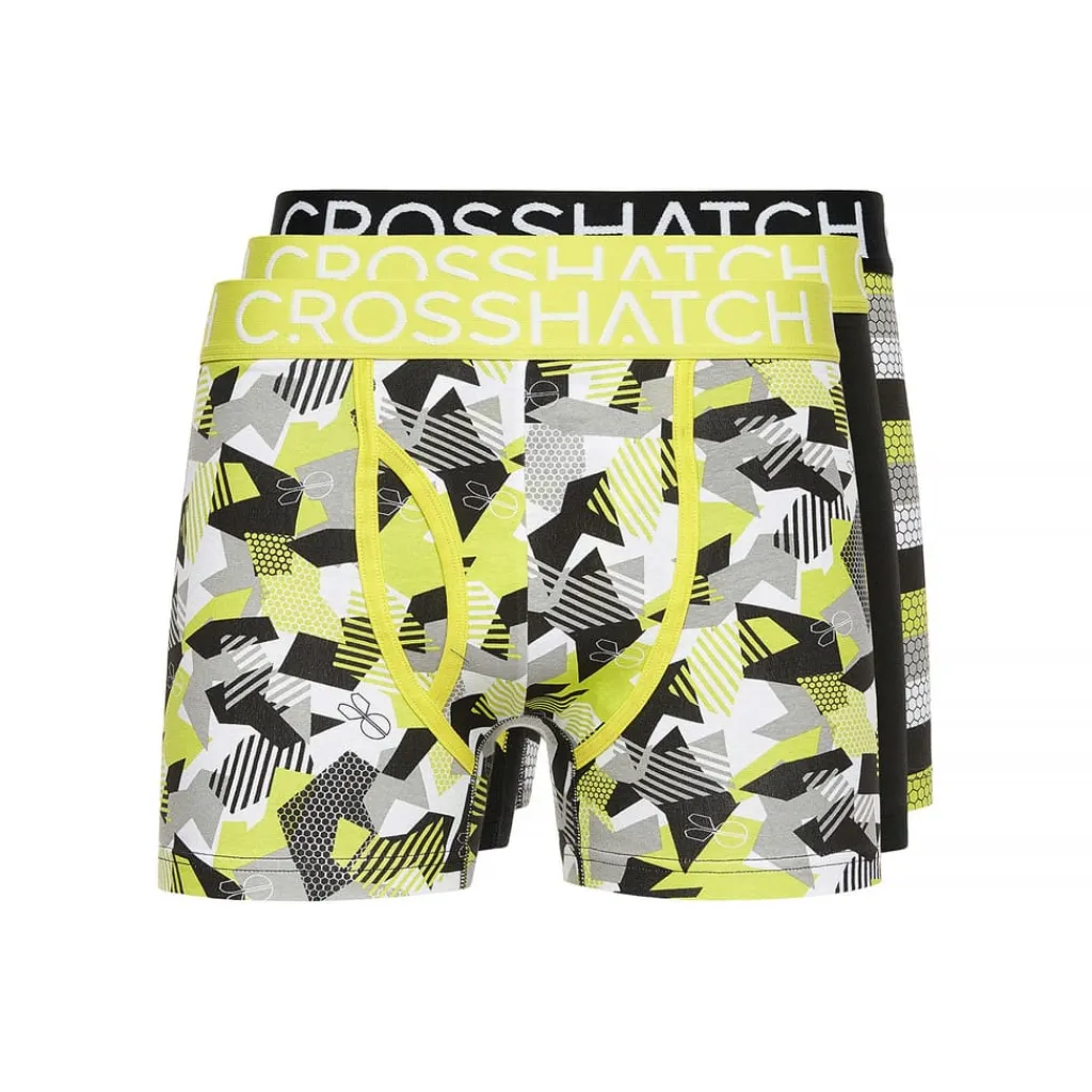 Underwear And Socks*Crosshatch 3 Pack of Crystaline Boxers in Yellow