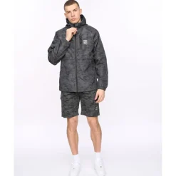 Coats And Jackets*Crosshatch Janscore Allover Print Jacket in Black
