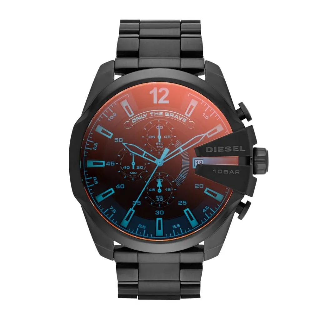 Jewellery-Watches*Diesel Mens Mega Chief Chronograph Black Stainless Steel Watch Dz4318 in Black