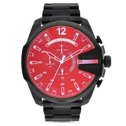 Jewellery-Watches*Diesel Mens Mega Chief Chronograph Black Stainless Steel Watch Dz4318 in Black