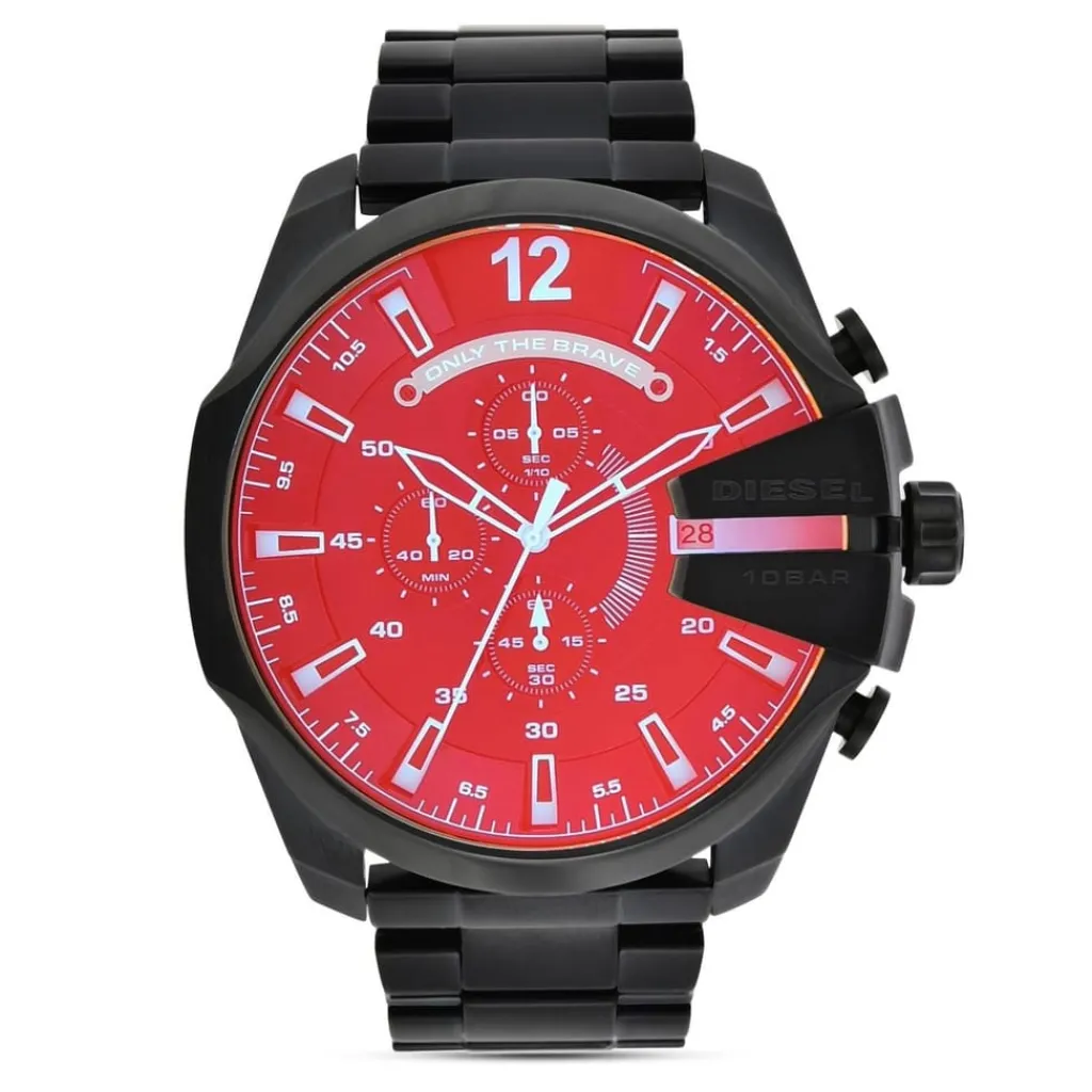 Jewellery-Watches*Diesel Mens Mega Chief Chronograph Black Stainless Steel Watch Dz4318 in Black