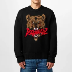 Knitwear*DSquared2 Bear Logo Knitted Jumper in Black