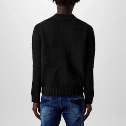 Knitwear*DSquared2 Knit Long Sleeve Regular Fit Sweater in Black