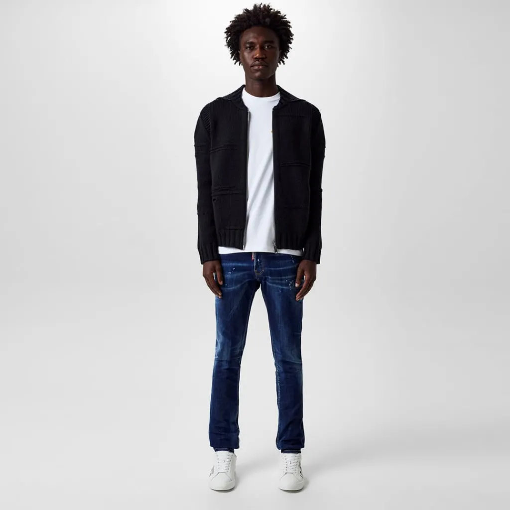 Knitwear*DSquared2 Knit Long Sleeve Regular Fit Sweater in Black
