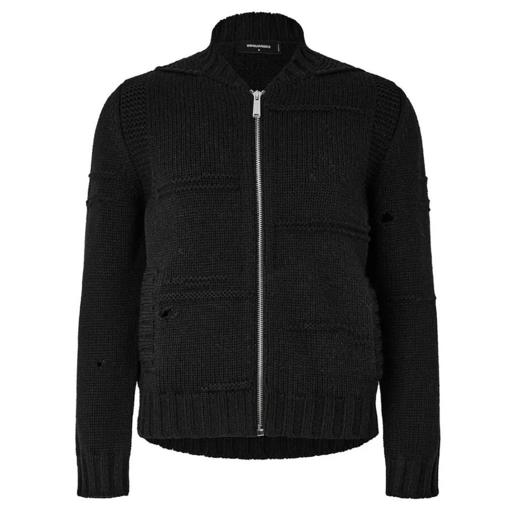Knitwear*DSquared2 Knit Long Sleeve Regular Fit Sweater in Black