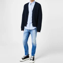 Hoodies*DSquared2 V Neck Long Sleeve Regular Fit Sweater in Blue