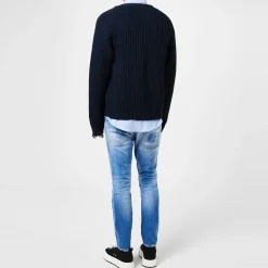 Hoodies*DSquared2 V Neck Long Sleeve Regular Fit Sweater in Blue