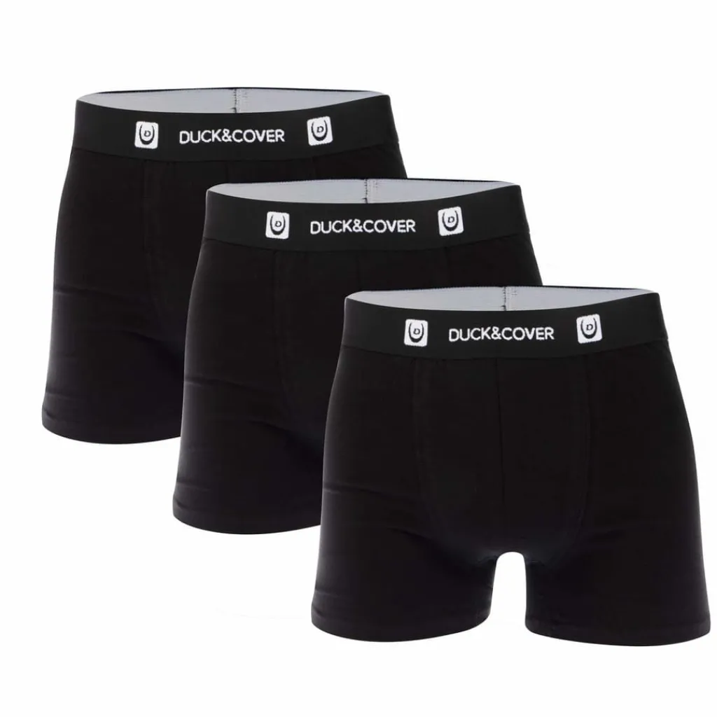 Underwear And Socks*Duck and Cover 3 Pack of Villani Boxers in Black
