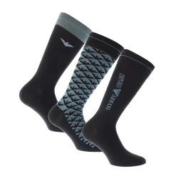 Underwear And Socks*Emporio Armani 3 Pack of Jacquard Logo Socks in Navy