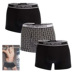 Underwear And Socks*Emporio Armani 3 Pack of Trunks in Black