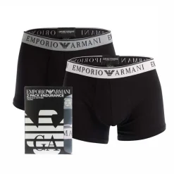 Underwear And Socks*Emporio Armani 2 Pack of Trunks in Black