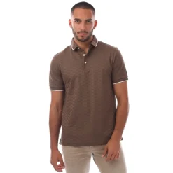 Polo Shirts*Emporio Armani Allover Jacquard Eagle Polo Shirt in Brown