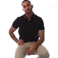 Polo Shirts*Emporio Armani Allover Jacquard Eagle Polo Shirt in Black
