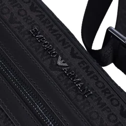 Bags*Emporio Armani Allover Lettering Shoulder Bag in Black