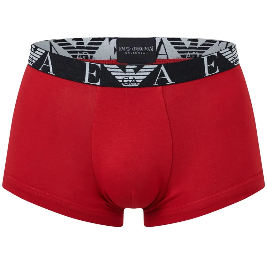 Underwear And Socks*Emporio Armani EA7 3 Pack Monogram Logo Trunks in Red