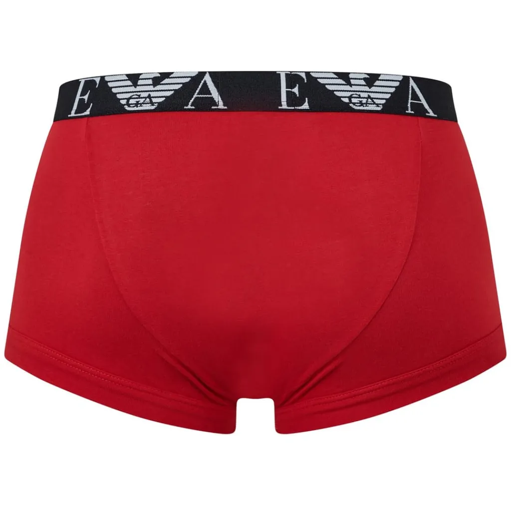 Underwear And Socks*Emporio Armani EA7 3 Pack Monogram Logo Trunks in Red