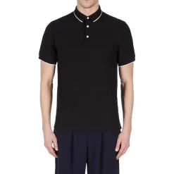Polo Shirts*Emporio Armani EA7 All Over Eagle Logo Polo Shirt in Black