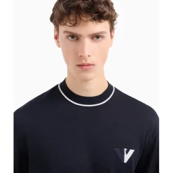 Knitwear*Emporio Armani EA7 Crew Neck Regular Fit Sweater in Blue