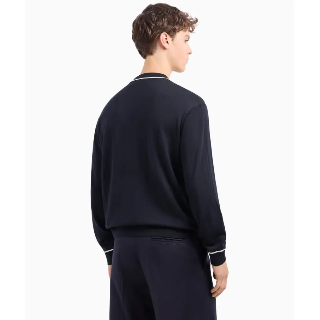 Knitwear*Emporio Armani EA7 Crew Neck Regular Fit Sweater in Blue
