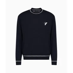Knitwear*Emporio Armani EA7 Crew Neck Regular Fit Sweater in Blue