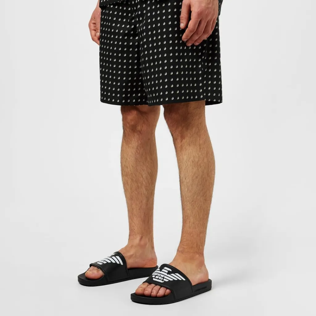 Beach Shoes*Emporio Armani EA7 Eagle Slides in Black