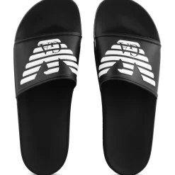 Beach Shoes*Emporio Armani EA7 Eagle Slides in Black
