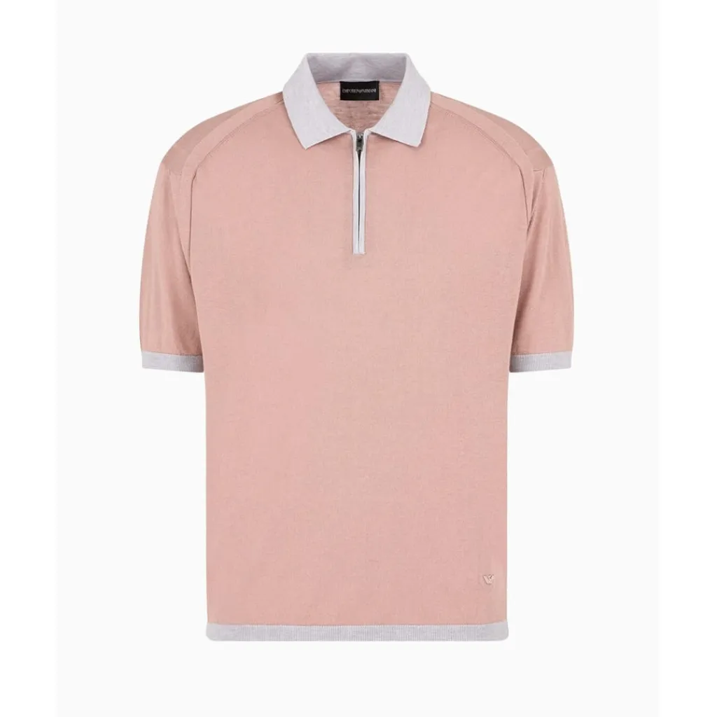 Polo Shirts*Emporio Armani EA7 Emporio Zip Knt Polo in Pink