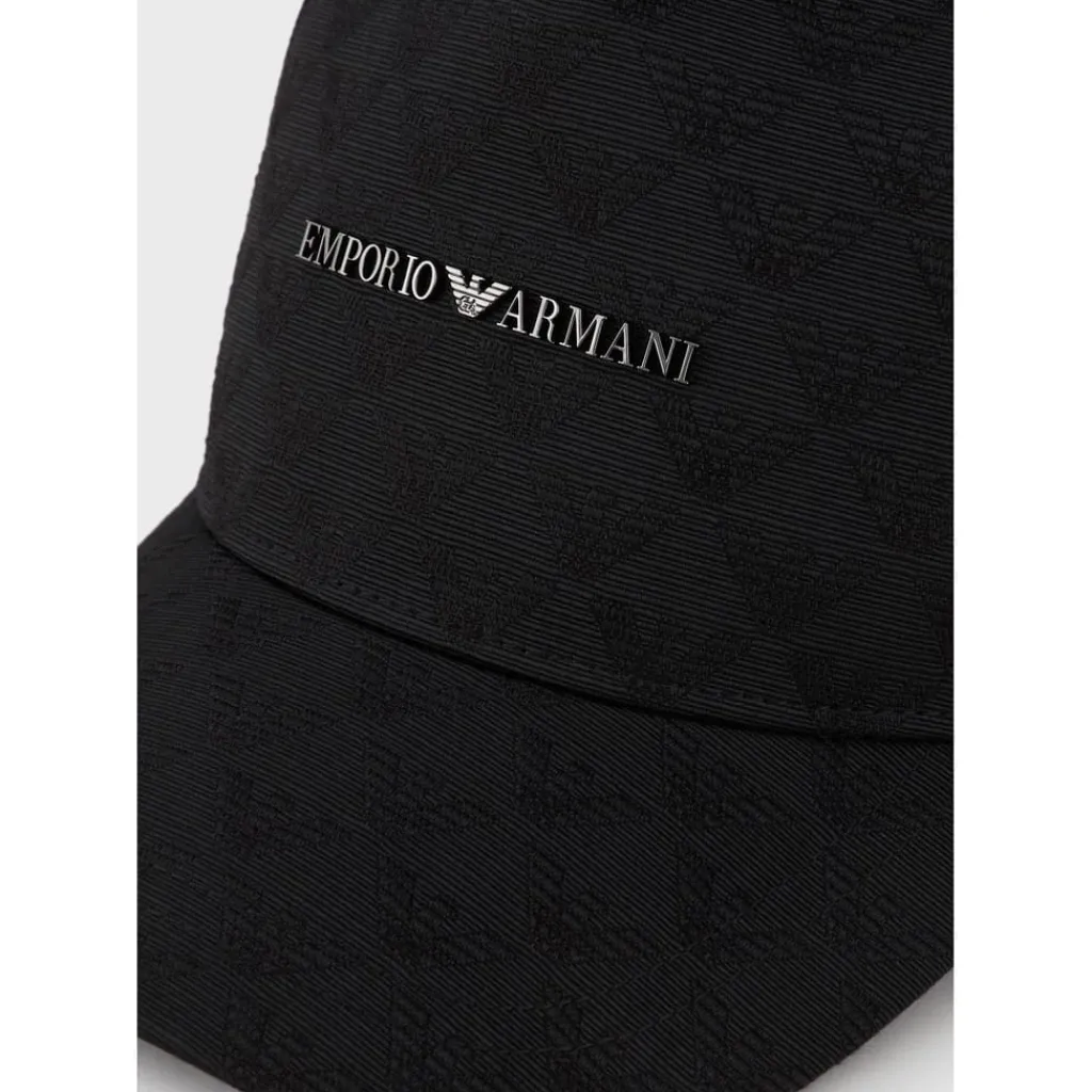 Caps-Hats*Emporio Armani EA7 Jacquard Baseball Cap in Black