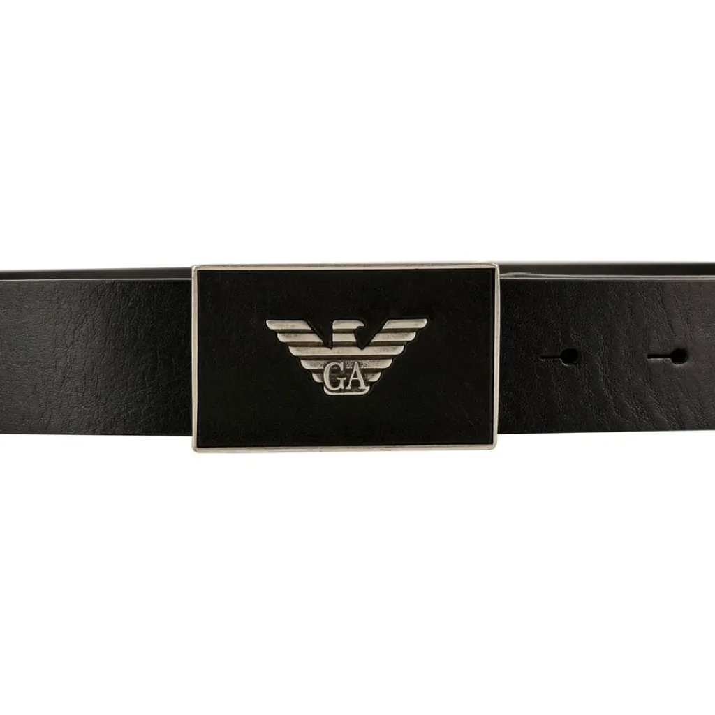 Belts*Emporio Armani EA7 Logo Plate Belt in Black