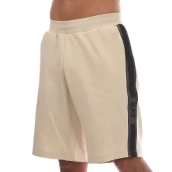 Shorts*Emporio Armani EA7 Logo Series Cotton-Blend Bermuda Shorts in Beige