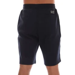 Shorts*Emporio Armani EA7 Logo Series Cotton-Blend Bermuda Shorts in Navy