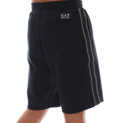 Shorts*Emporio Armani EA7 Logo Series Cotton-Blend Bermuda Shorts in Navy