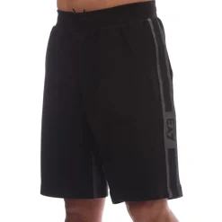 Shorts*Emporio Armani EA7 Logo Series Cotton-Blend Bermuda Shorts in Black