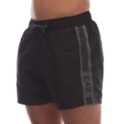 Shorts*Emporio Armani EA7 Logo Tape Swim Shorts in Black