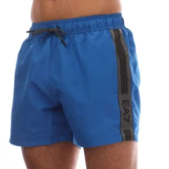 Shorts*Emporio Armani EA7 Logo Tape Swim Shorts in Blue
