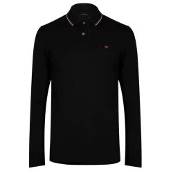 Polo Shirts*Emporio Armani EA7 Long Sleeved Tipped Polo Shirt in Black