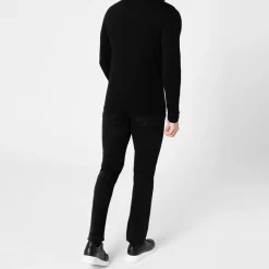 Polo Shirts*Emporio Armani EA7 Long Sleeved Tipped Polo Shirt in Black