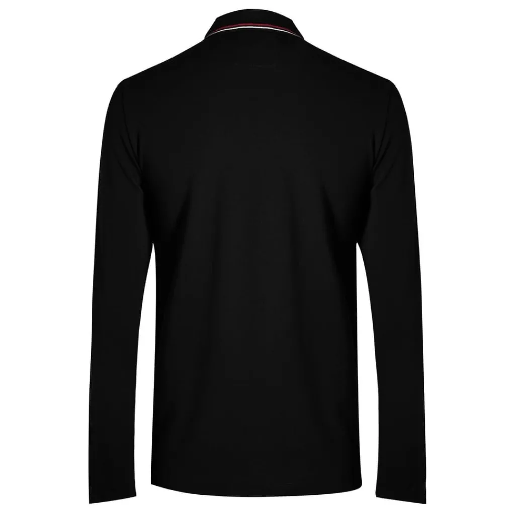 Polo Shirts*Emporio Armani EA7 Long Sleeved Tipped Polo Shirt in Black