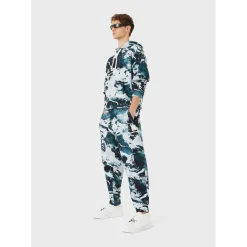 Hoodies*Emporio Armani EA7 Marble Pattern Long Sleeve Hooded Sweatshirt in Blue