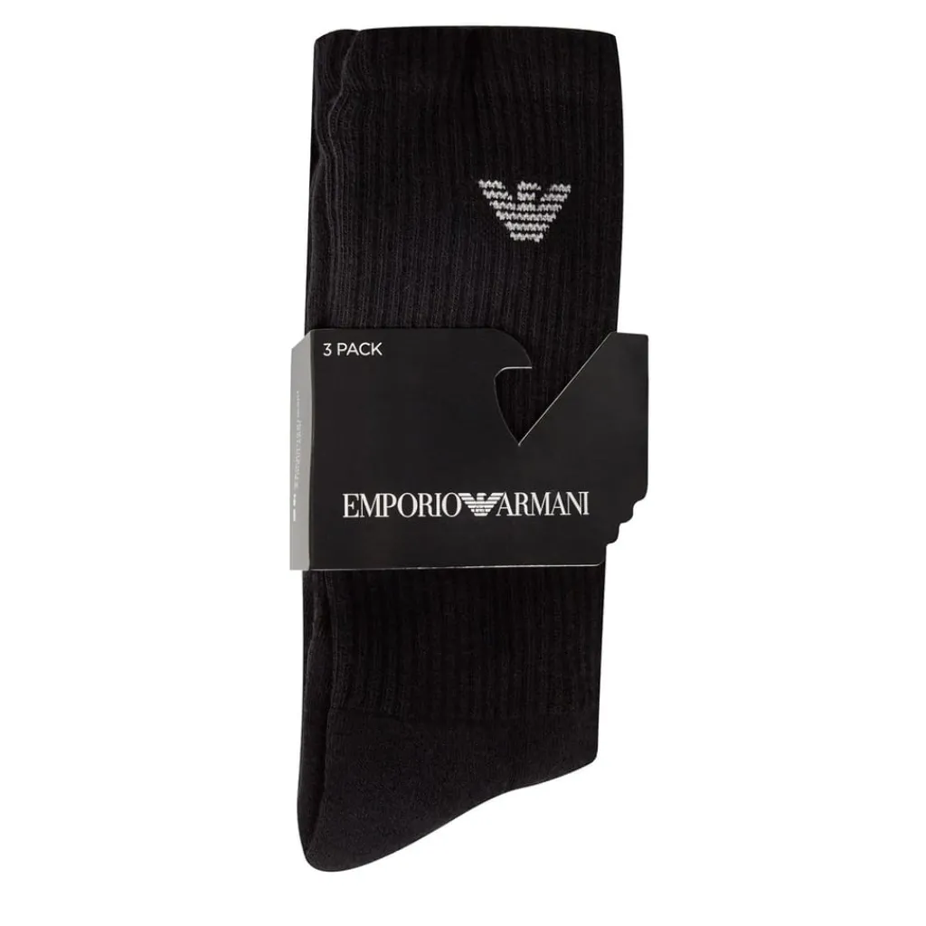 Underwear And Socks*Emporio Armani EA7 Pack Crew Logo Socks in Black