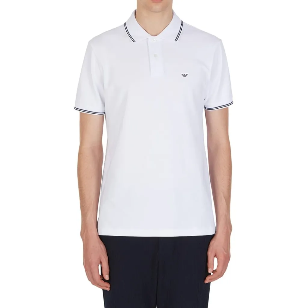 Polo Shirts*Emporio Armani EA7 Regular Tipped Polo Shirt in White