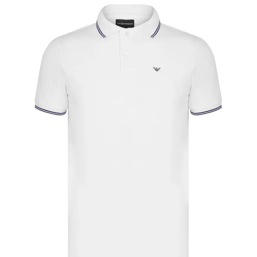 Polo Shirts*Emporio Armani EA7 Regular Tipped Polo Shirt in White