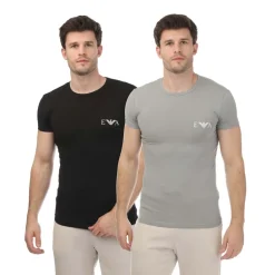 Underwear And Socks|T-Shirts And Vests*Emporio Armani Mens 2 Pack Underwear Logo T-Shirt in Grey black