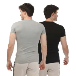 Underwear And Socks|T-Shirts And Vests*Emporio Armani Mens 2 Pack Underwear Logo T-Shirt in Grey black