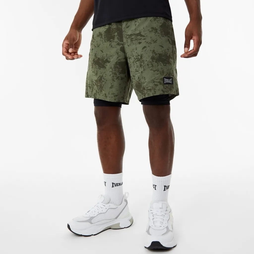 Fitness And Gym Shorts*Everlast Mens 2 In 1 Shorts in Green
