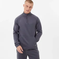 Fitness And Gymwear*Everlast Mens Quarter Zip Track Jacket in Grey